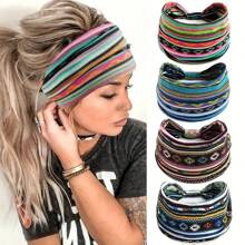 Winter Headgear Warm Women Multi-Color Wide Edge Sports Yoga Running Sweat Absorption Knot Elastic Hair Band Hair Accessories, Bohemian Style Simple Fashion/Windproof And Cold/Polyester Fiber (Polyester)
