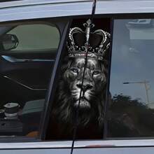 2 包雄伟狮子王汽车 B 柱贴纸 - 动物主题光泽 B 柱汽车贴纸，自粘式，帝国狮子设计用于车辆装饰 - 均碼 - 查看 2