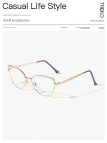 Bộ 1/2/3 gọng kính thời trang mắt mèo bằng kim loại nhẹ, sang trọng dành cho nữ, đính đá, phù hợp để đọc sách hàng ngày và đi làm. - Nhiều màu - Xem 16