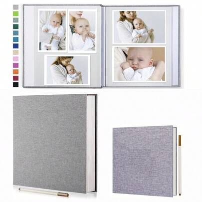 Album fotografico in lino con adesivo, album scrapbooking fai-da-te per foto 2x3, 4x6, 5x7, 8x10, regalo di compleanno per donne e mamme, matrimonio, bambino, famiglia, viaggio, ritorno a scuola, forniture scolastiche