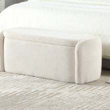 COOLMORE Storage Ottoman,Bedroom End Bench,Upholstered Fabric Storage Ottoman With Safety Hinge, Entryway Padded Footstool, Ottoman Bench For Living Room & Bedroom (Beige),ChicFurnish8 Back To School Dormitory Storage