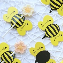 50 tấm thiệp giấy hình con ong đựng kẹo mút, hộp đựng kẹo mút hình động vật hoạt hình dễ thương, tuyệt vời cho đồ dùng tiệc tùng, đám cưới, trang trí và sinh nhật - Nhiều màu - Xem 4