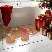 DeramHy home DeramHy Zuhause süße Lebkuchen Badematte für Badezimmer, weich saugfähiger Badteppich mit rutschfester Rückseite, waschbarer Badezimmerteppich für Weihnachtsdekoration, Badezimmerdekoration, Bodenbelag, Outdoor-Teppich, Fußmatte, Sommerbadzubehör, Schulanfang