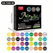 36 支/盒彩色尖头丙烯酸马克笔，多功能水性笔，适用于玻璃、石头、陶瓷、涂鸦、绘画、学生美术用品 - 彩色 - 查看 2