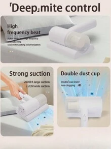 1pc Hand-Held Dust Mite Vacuum Cleaner, Wireless Handheld Vacuum Cleaner For Deep Cleaning Bed, Sofa, Pet Hair And Carpet - Multicolor - View 8