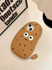 Funda de teléfono con forma de patata linda y estilo de dibujos animados, compatible con iPhone 11 12 13 14 15 16 Pro Max Pro, cubierta protectora suave y gráfica divertida con colgante con forma de patata