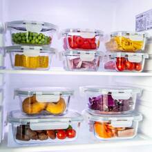 24PCS (12containers+12lids) High Borosilicate Glass Food Storage Containers Set, Glass Food Meal Prep Containers With Leakproof Airtight Lids, Perfect For Lunch, On The Go, Leftover, Kitchen Pantry Organizers And Storage﻿ - 灰色 - 查看 10