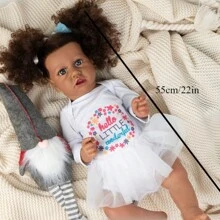 A 22-Inch African American Reborn Doll Soft Vinyl Doll - White - View 6