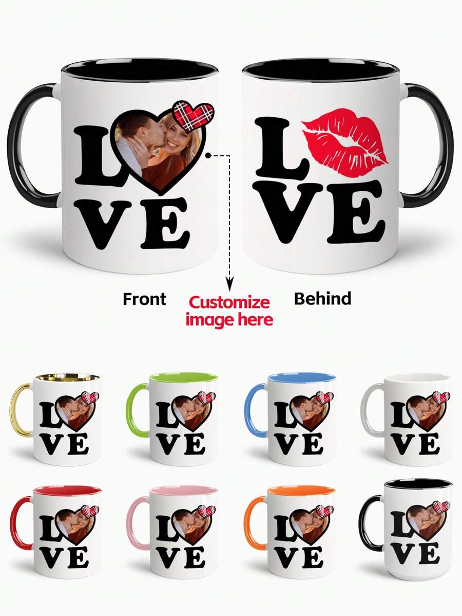 1 件，个性化马克杯，为情侣定制咖啡杯，个性化添加您自己的照片陶瓷杯，情人节礼物，送给您的爱人。用照片定制您的咖啡杯，丈夫送给妻子的礼物，男朋友送给女朋友的礼物，送给他/她的最佳节日礼物 - 多色 - 查看 1