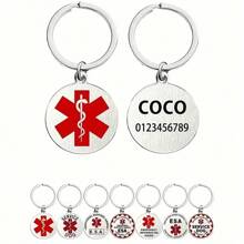 Thẻ ID vật nuôi bằng thép không gỉ bạc khắc tùy chỉnh có biểu tượng cảnh báo y tế - Cá nhân hóa với tên, số điện thoại và địa chỉ - Thẻ chống thất lạc bền cho chó - Nhiều màu - Xem 14