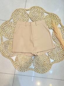 Premium Tailored Short Skirt With Button Pocket Women's Fashion - Màu be - Xem 1