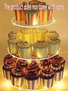 Transparent Acrylic Square & Round Illuminated Cake Display Stand, LED Light Up, For Birthday, Wedding, Holiday, Candy Display (Light Not Included) - Clear - View 9