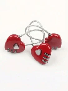 1 pièce Cadenas combiné en forme de cœur, en alliage de zinc, cadenas de couple avec mot de passe, convient pour sac de gym, bagage, valise - Multicolore - Voir 5