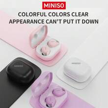 MINISO X51 真无线耳机降噪迷你耳塞带麦克风 HIFI 音质音乐无线耳塞游戏低延迟无线耳机小巧便携，入耳式无线耳机迷你耳塞带充电盒适用于 Apple iPad、笔记本电脑、适用于 IOS/Android 用户、适合家人、朋友、儿童、生日、圣诞节、冬季、节日的礼物 - 粉色 - 查看 2