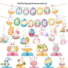 9/12 pezzi Nuovi Decorazioni per Feste di Pasqua, Set di Decorazioni Appese a Spirale con Striscione di Pasqua