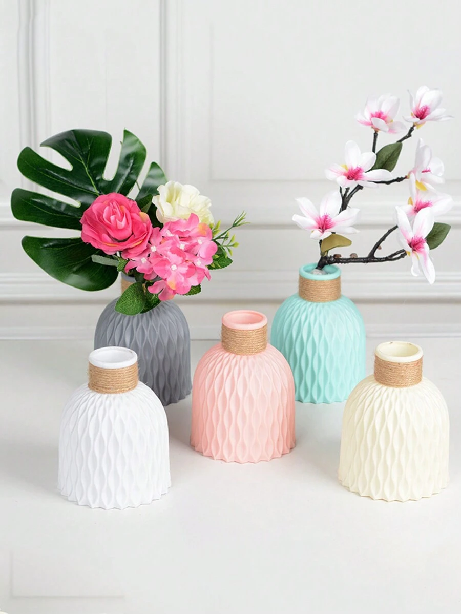 1 chiếc bình hoa nhựa họa tiết sóng nước sang trọng thời trang, bình hoa chống vỡ trang trí nhà cửa, đồ trang trí phòng khách hiện đại