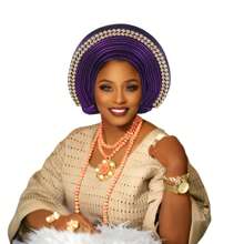 European And American Retro British Felt Headband Hat Women's Church Derby Headdress With Flowers Women's Soft Beret Elegant Beaded African Car Gel Headband, Hand Layered Shiny Fabric Headband, Bohemian Style Traditional Wedding And Party Special Occasions Headdress Hair Sleep Cap - Nigerian Turban Hat - View 19