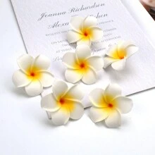 10 件女式 2.4 英寸/6 厘米白色泡沫夏威夷鸡蛋花人造鸡蛋花发夹 - 杏色 - 查看 6