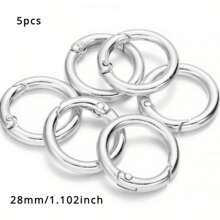 5 Pieces/Bag 25/28/35mm Round Spring Clasp Keychain Pendant Lock Bracelet Necklace Link Clasp Pendant Loop Clasp DIY Jewelry Making Accessories