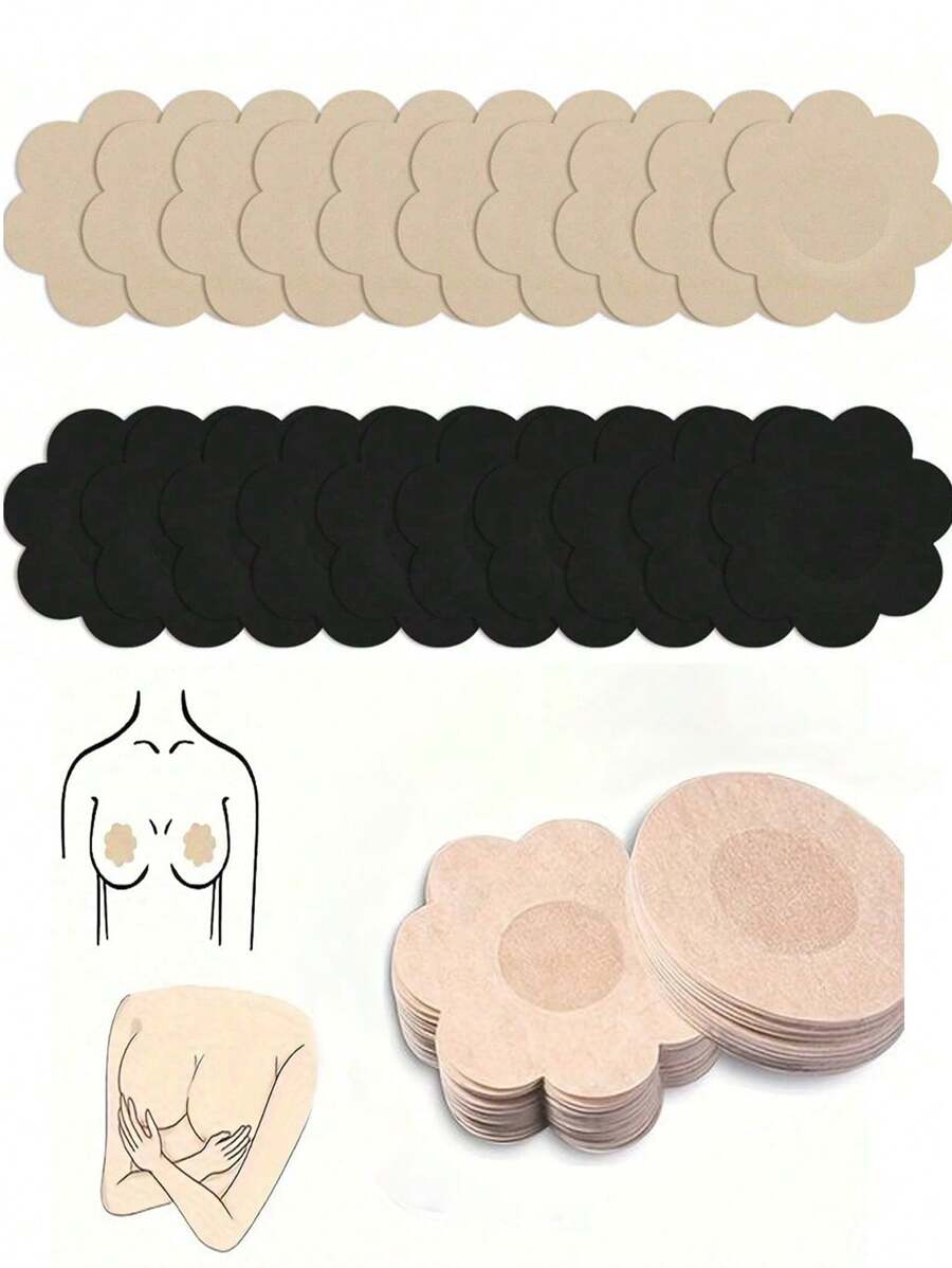 10/50/100片一次性乳贴。花瓣型隐形胸贴。防凸点。透气超薄无纺布乳贴。无缝透气自粘隐形胸罩。女士内衣及内衣配件。低胸晚礼服。胸罩。内衣配件。防露乳贴。婚纱摄影用品。婚纱服饰配件。 - 彩色 - 查看 1