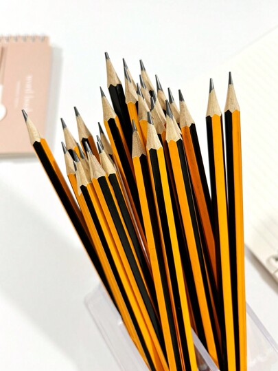 50/100 unidades de lápices amarillos de rayas de alta calidad pre afilados, hechos de madera de álamo, con una escritura suave y afilada, es una opción ideal para oficinas y escuelas, de vuelta a clases