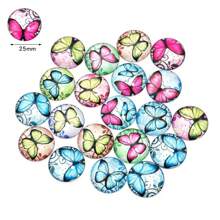 10 件/包 10-35 毫米蝴蝶玻璃凸圆形宝石，DIY 珠宝配件水钻玻璃石，适用于纽扣、戒指、吊坠、发饰、服装装饰 - 混色 - 查看 10