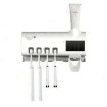 An Intelligent Ultraviolet Toothbrush Sterilizer: Keep Your Family's Toothbrushes Clean And Tidy With This Wall-Mounted Toothpaste Dispenser! - White - View 1