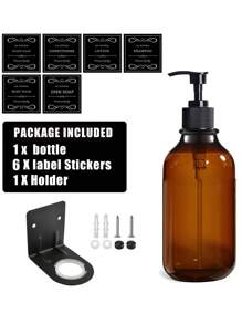 WCIC زجاجات قابلة لإعادة التعبئة ومتعددة الوظائف، موزع شامبو ومنعم قابل للتركيب بالحفر للتثبيت على الحائط - 17 أونصة، 500 مل، زجاجات صابون الاستحمام مع ملصقات سوداء - موزعات غسول الجسم سهلة إعادة التعبئة لترقية ديكور الحمام بسرعة، عودة إلى المدرسة