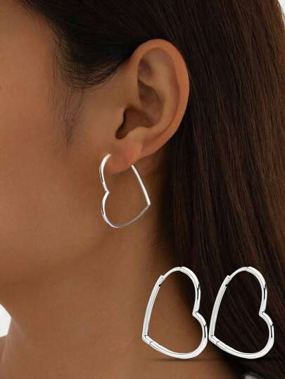 Stylever 1 Đôi bông tai ngắn hình trái tim, bông tai tinh tế bằng bạc sterling 925, trang sức tuyệt đẹp, quà tặng cho bé gái, phụ kiện trang trí cho các buổi hẹn hò hàng ngày, quà sinh nhật.