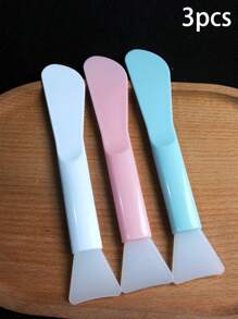 3pcs Dual-Ended Silicone Facial Mask Brushes Spatula, Soft Skincare Face Applicator For Makeup & Beauty, Easy To Clean, Beauty Tools, For Women