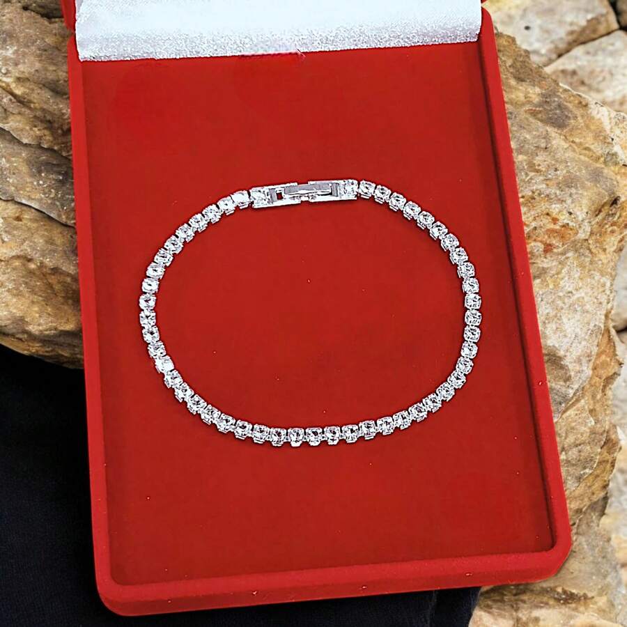 S925 Silver Riviera Bracelet With Crystal Zirconia - 銀色 - 查看 1