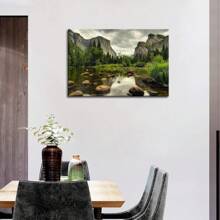 1PC Framed Meteorite Mural Meteorite National Park Clearwater Lake Mountain Tree Rock Picture Canvas Print Landscape Painting Decorative Oil Painting Home Modern Decorative Prints For Bedroom Living Room Dining Room Bathroom Study Office Apartment Coffee Shop Hotel Nursery Wall Decoration - Multicolor - View 2