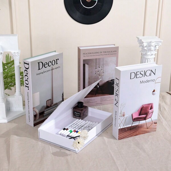 1 Pc Luxury Fashion Open Style Fake Book Decor Magnetic Flip Top - Room Decor Decorations Gifts Living Room Accessories Paper Storage Box, Nordic Coffee Table Book Can Store Controls, Keys, Miscellaneous, Jewelry, And Home Office Size:26.7x17x4.2cm Birthday Graduation