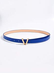 Cinturón elegante con hebilla con letra, para verano, escuela, otoño, Halloween - azul real - Ver 1