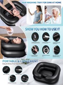 1PC Inflatable Shampoo Basin - Portable Shampoo Bowl, Hair Washing Basin For Bedridden, Disabled,Injured, Hair Wash Tub For Dreadlocks And At Home Sink Washing Bathroom Decor Summer Bathroom Accessories Back To School