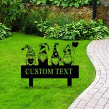 1pc Garden Gnome Yard Stake, Custom Gnome Gifts, Gnome Metal Art, Gnome Monogram, Yard Decor, Outdoor Lawn Decor, Christmas Gnome Stake,Personalized Cross Butterfly Memorial Stake, Personalized Fairy Mushroom Garden Stake - Black - View 4