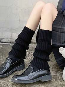 洛丽塔风格可爱喇叭针织腿套，白色长款保暖袜，袖套腿套，可爱 JK 腿套，可爱腿套袖 - 黑色 - 查看 3
