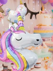 Grande palloncino unicorno colorato in lamina di alluminio da 115cm, decorazione per feste di compleanno - Multicolore - Visualizzare 6