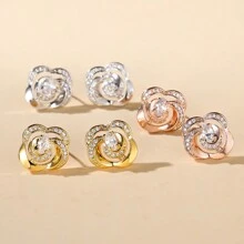 1 Cặp bông tai thời trang thanh lịch thiết kế hình hoa xoắn ốc cá nhân sáng tạo dành cho phụ nữ, đa năng - Hoa tai - Xem 9