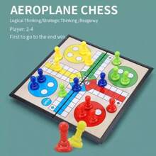 大型磁性飞行棋游戏套装，便携式可折叠桌面棋盘游戏，适用于聚会、节日和生日礼物（部分颜色随机发货） - 彩色 - 查看 4