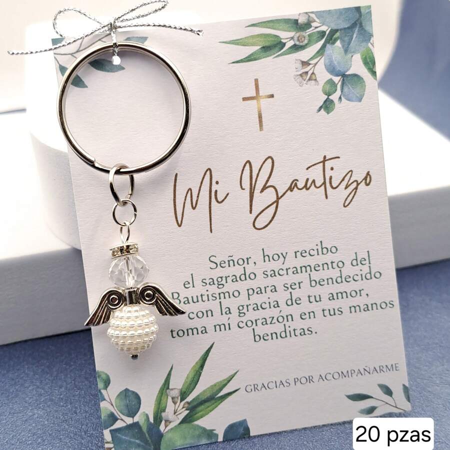 Llaveros para bautizo recuerdos de angel color blanco - BLANCO 20 PIEZAS - Ver 1
