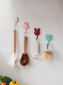 1/4pcs Bathroom Cartoon Hooks Strong Adhesive No Punch Door Kitchen Bathroom Toilet No Nail Trace Sticker Wall Hook