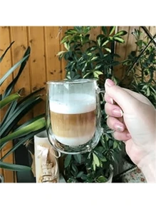 1pc, 250ml Water Cup Coffee Milk Cup Juice Cup Glass Coffee Mug, Heat Resistant High Borosilicate Glass Espresso Coffee Cups, Double Walled Insulated Water Cups, Summer Winter Drinkware, Birthday Gifts Back To School