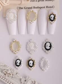 10 Pieces, Small Oval Nail Decorations, 3D Girl Nail Accessories, Personalized Cat Eye Nail Accessories, Gold Silver Black Pearl Nail Ornaments, Personalized Nails, Suitable For Nail Salons And Personal Use