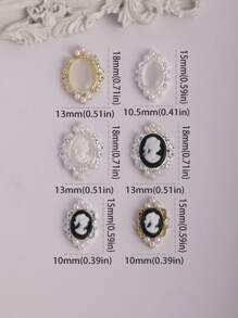 10 Pieces, Small Oval Nail Decorations, 3D Girl Nail Accessories, Personalized Cat Eye Nail Accessories, Gold Silver Black Pearl Nail Ornaments, Personalized Nails, Suitable For Nail Salons And Personal Use
