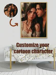 Customize Your Cartoon Character Canvas Print - Custom Family Poster- Perfect Anniversary,Pet,Birthday,Wedding,Christmas's Day Gift - Home Wall Art Decor Gifts Graduation