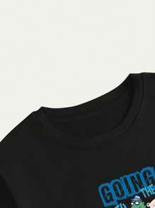 Cartoon T-Shirt Cotton Cute Style Animal T-Shirt Comfort Premium Soft Breathable - 黑色 - 查看 4