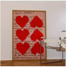 1 tấm Poster tình yêu cổ điển không khung: Tranh in nghệ thuật thiết kế trái tim đỏ phong cách retro thập niên 70 trên vải canvas để sử dụng trong nhà bếp, văn phòng, phòng tắm, phòng khách, phòng ngủ - Nhiều màu - Xem 3