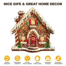 Đồ chơi xếp hình bằng gỗ hình ngôi nhà bánh gừng Giáng sinh dày, bền, không mối nối, đồ chơi xếp hình hình dạng bất đối xứng, quà tặng trí tuệ độc đáo cho trẻ em, nghệ thuật trang trí cho sinh nhật, ngày lễ, giáng sinh, halloween - Nhiều màu - Xem 9