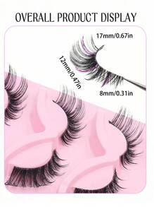 5對貓眼尾長款假睫毛,捲曲條紋,蓬鬆自然